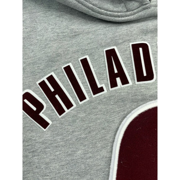 Philadelphia Phillies MLB Hoodie Sweatshirt Gray Pullover Baseball Patch - Picture 8 of 15